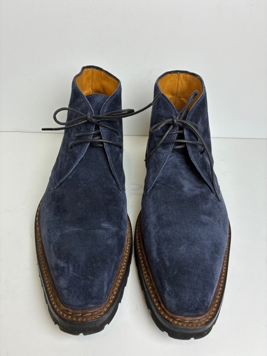 BONTONI Visionario Men’s Navy Blue Suede Monk Boot 9.5 Italian Luxury Designer main image 11